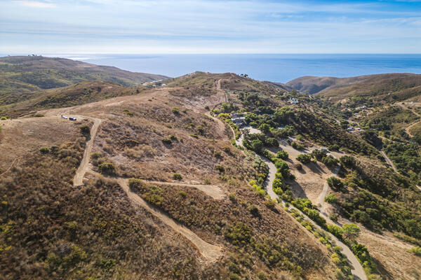 0 Foose Road, aerial photograph: ridge and switchbacks toward the ocean